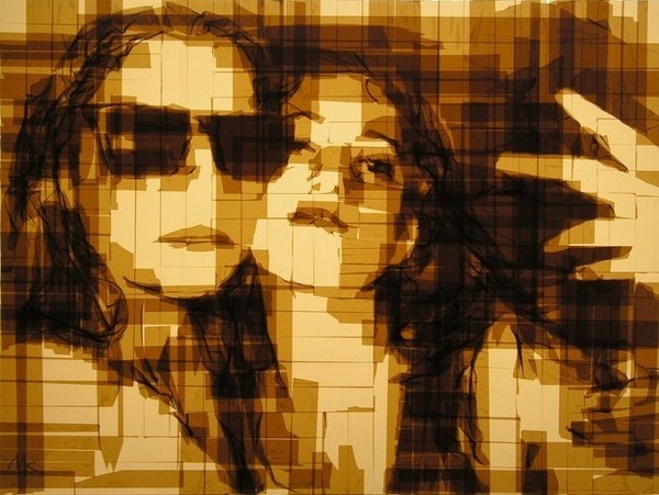 Ani and Sofie from web a tape art #portraits #tape #art #paintings