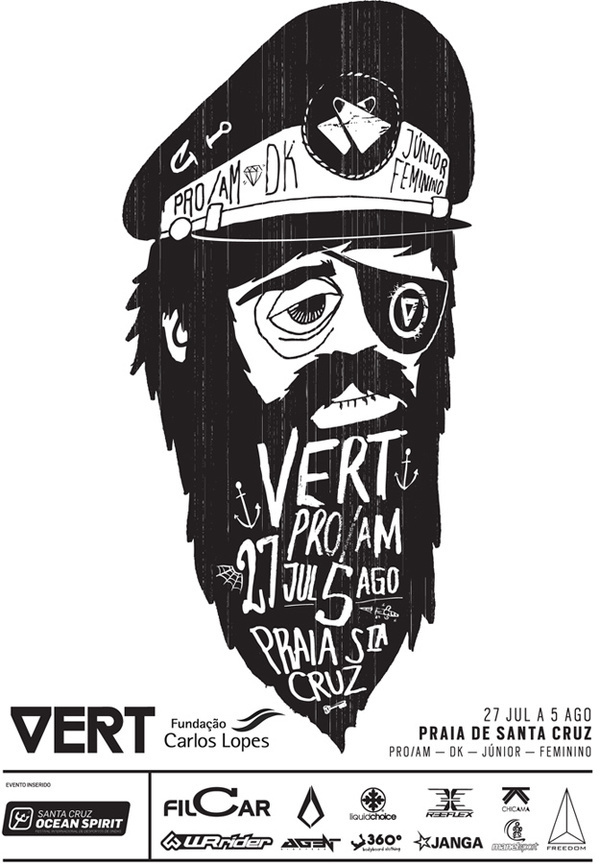 cartaz_vertpro2012 #ocean #black #illustration #sea #handmade #waves #typography
