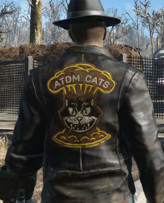 Fallout 4 Atom Cats Biker Black Leather Jacket