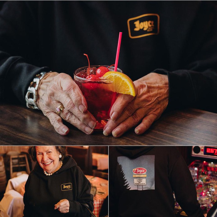 Roadside Hoodie The only restaurant that dads pull over for during a road trip. Heavy enough to double as a makeshift pillow. Does not come smelling like stale black coffee, but we wish it did. #JOYCE #supperclub #cocktail #midwest #sweatshirt #grandma #gigi #hoodie #minneapolis