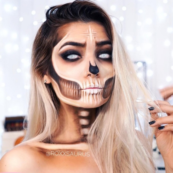 'Bronzed Skull' Halloween Makeup by roxxsaurus