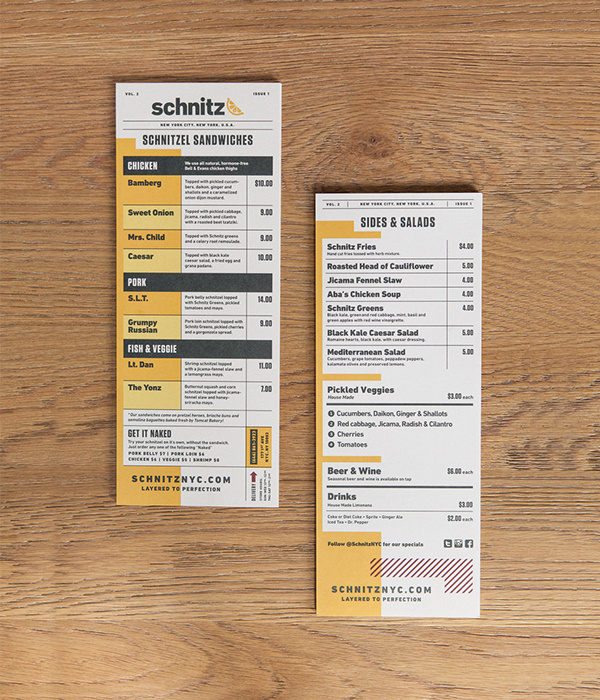 Schnitz on Behance #restaurant #food #behance #menu #wood #table #eat #layout #print