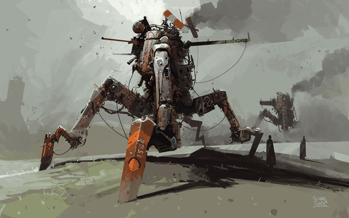 illustration, Ian McQue, sci fi, concept, machines