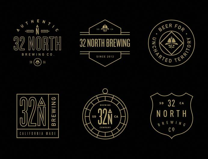 32 North Brewery by Steve Wolf #brewery #line #logos #branding #black #vintage #gold #typography