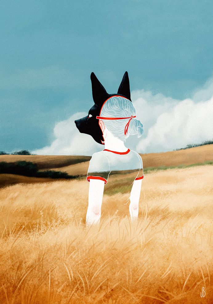 Mysterious Anthropomorphic Illustrations of Dogs, Foxes, and Deer by Jenna Barton | Colossal