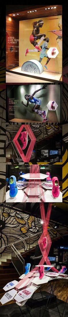 Is a way that how they display their products. And they are used string which is same color with the shoes and highlight their product color.
