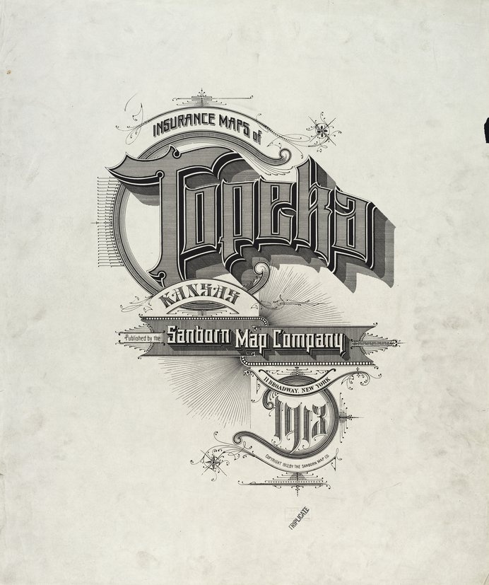 Topeka by Sanborn Map Company #sanborn #map #cartography #topeka #kansas #lettering