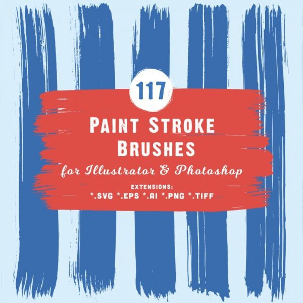 117 Paint Stroke Brushes for Illustrator & Photoshop #paintstroke #paintbrushes #strokebrushes