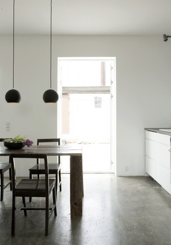 Kitchen and dining area #interior #house #modern #rustic #architecture #studio #art #paintings #artist