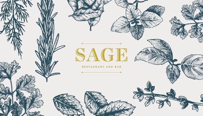 Sage Restaurant and Bar, Makati Shangri-La (Philippines) #branding #typography #design #food #illustration #identity #logo #leaves
