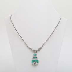 Collier mit Smaragd-Baguettes u. Diam.