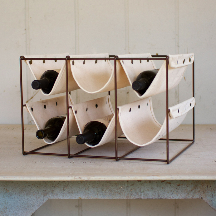 Canvas Sleeve Wine Rack - Unique Modern Furniture - Dot & Bo #goods #home #wine #kitchen #handmade #rack