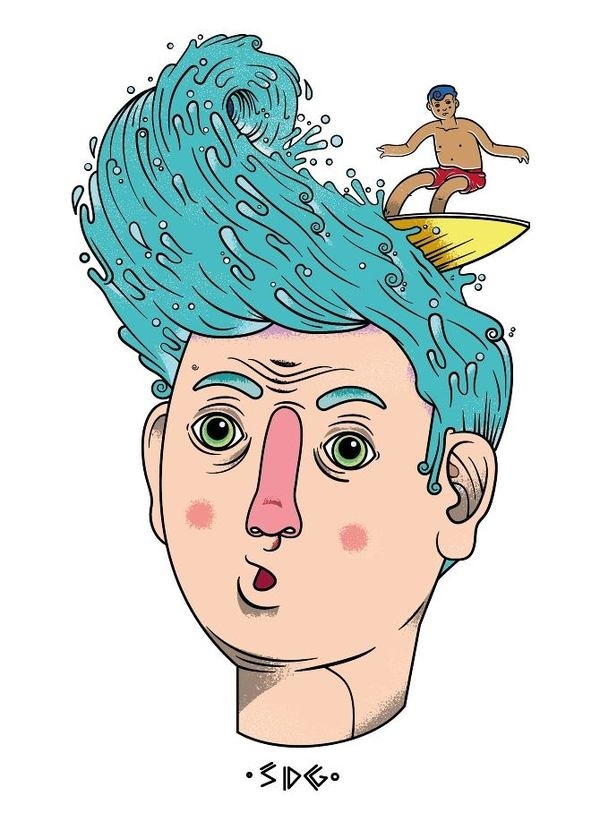 ONLY THINK IN SURFING Sergi Delgado #surf #delgado #surfing #illustration #summer #poster #barcelona #sergi