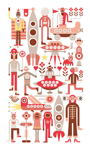 Humans meet friendly space travelers from other planets. Isolated vector illustration on white background. #heart #vector #airplane #robot #nasa #person #space #bird #illustration #character #funny #dog