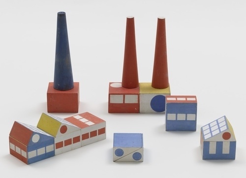 MoMA | The Collection | Ladislav Sutnar. Prototype for Build the Town Building Blocks. 1940-43 #1940s #ladislav #wood #building #prototype #blocks #sutnar