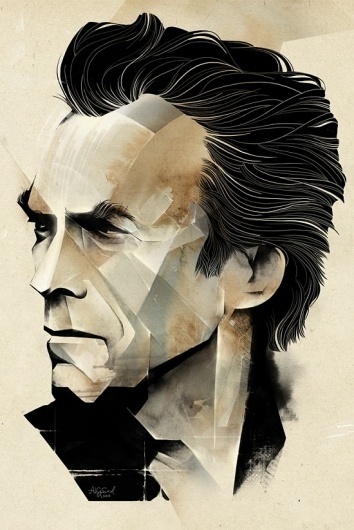 Alexey Kurbatov | Fubiz™ #eastwood #illustration #portrait #clint