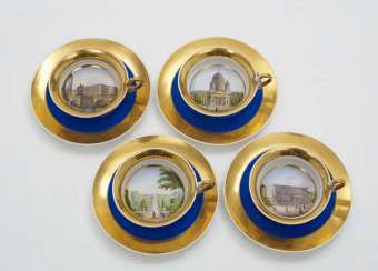FOUR interior of cups WITH SAUCERS, KPM Berlin, around 1837 to 1844 #porcelain