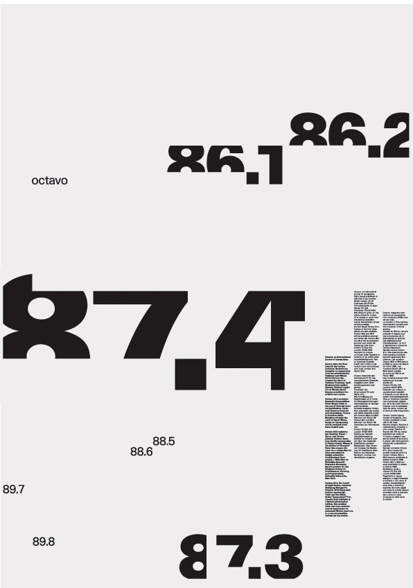 8vo. Eight Five Zero Publishing, folding poster for Octavo, 1987. From 8vo On the Outside, Lars Müller, 2005 #mller #lars #zero #eight #octavo #1987 #publishing #five #2005 #poster #outside #folding #8vo