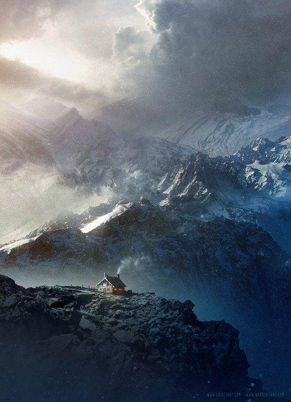 Happy Holidays! by Grivetart on deviantART #design #cold #landscape #illustration #concept #art #mountains #winter