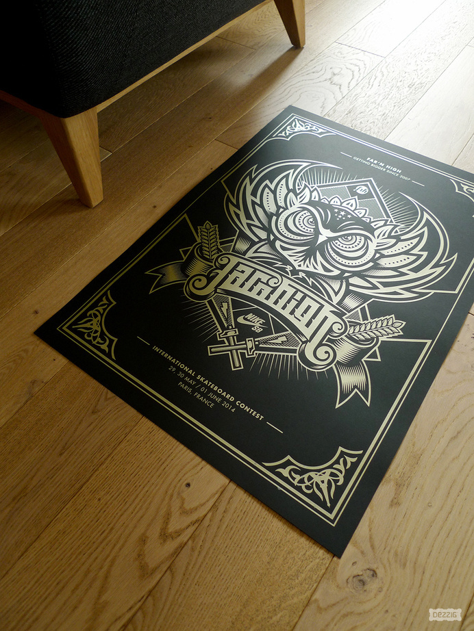 Far'n High 2014 screenprint poster (artwork by Tristan Badoual) Photo © Dezzig #skateboard #screenprint #poster #printmaking