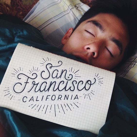 The best view in San Francisco @brettitaya 😴☀️ #typography #lettering #handlettering #sanfrancisco #sketchbook #california #sleepybrett