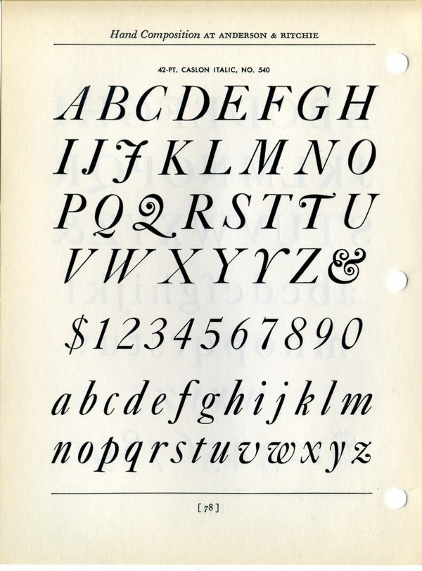 Typography inspiration example #249: Caslon Italic type specimen #type #specimen #typography