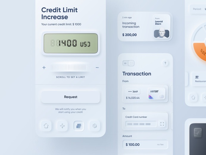Skeuomorphism / Neumorphism UI Trend- SKEUOMORPH MOBILE BANKING | CONTINUATION BY ALEXANDER PLYUTO