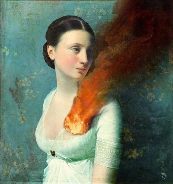 Christian Schoel "Portrait of a Heart" #heart #smoke #burn #illustration #fire #painting