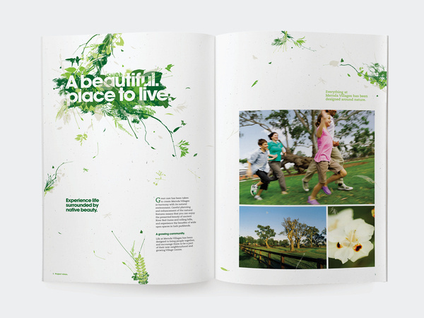 Brochure design idea #218: Mernda Village #plants #design #exhibition #nature #wall #leaves #graphics #brochure #typography