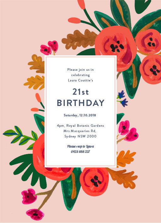 Floral Birthday - Birthday Invitations #birthday #invitation #birthdayinvitation #paper #cards #digitalcard #design #floral #print #digital