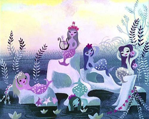 concept art by Mary Blair #mary #land #peter #illustration #disney #blair #pan #mermaids #never