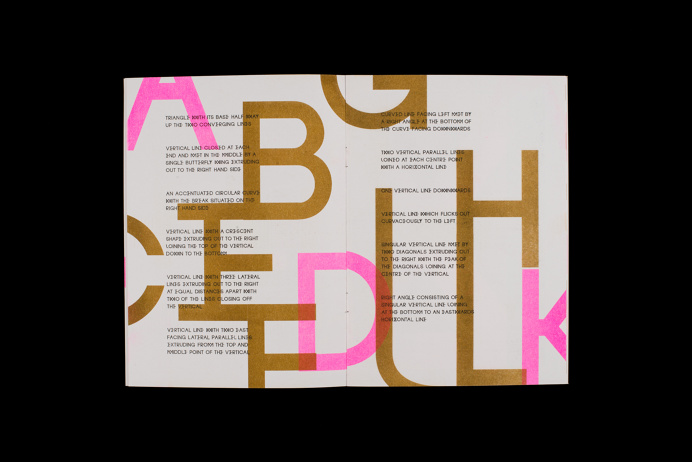 The Interpreted Typeface - Luke Dodridge #publication #book #typography #design #poster #zine #pink #neon #type #typeface #gold