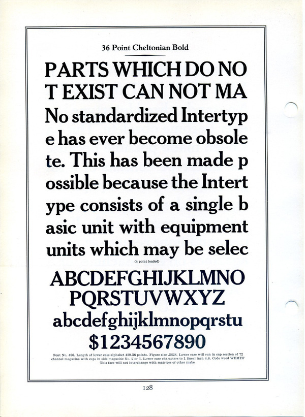 Cheltonian was Intertype's knockoff of Cheltenham. #type #specimen #typography
