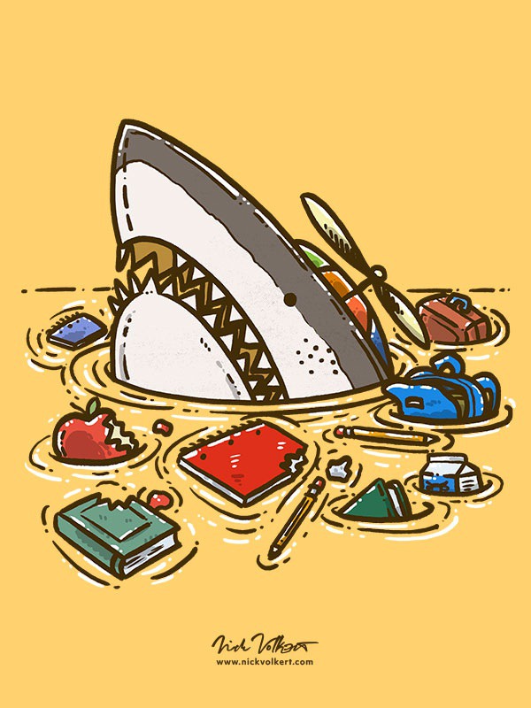 FACT: Sharks are not real nuts about going back to school, but they do love taking a bite out of their school supplies!