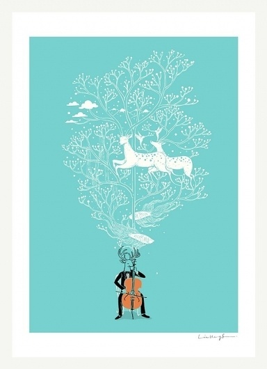 il_570xN.237537108.jpg 570×785 pixels #blue #deer #vector #poster