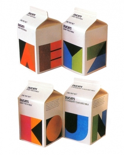 FROM ME TO YOU — Ducats Milk cartons designed by Heinz Grunwald c.... #packaging #milk #cartons