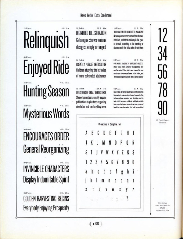 News Gothic Extra Condensed type specimen #type #specimen #typography