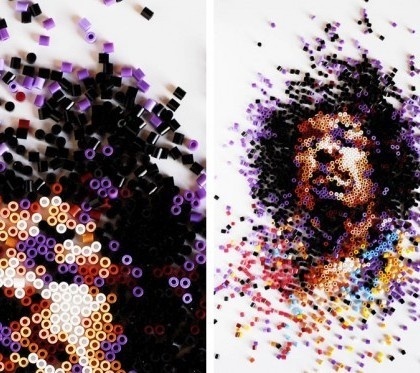 Pixels addict made from small accessories #illustration #hand #pixel #made