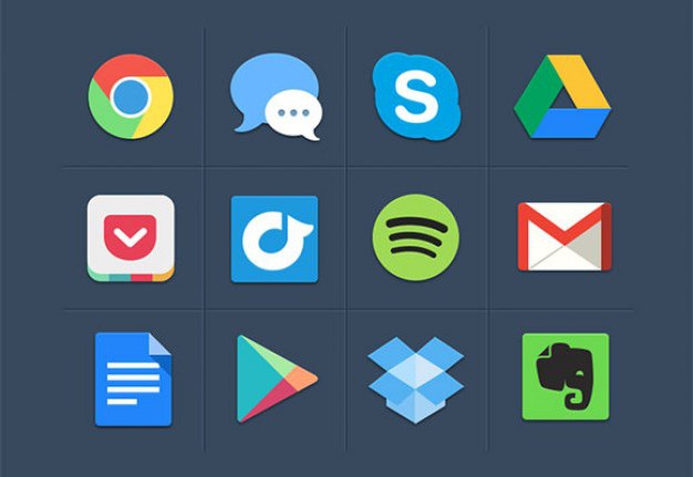 Colorful famous icons trend style Free Psd. See more inspiration related to Design, Icons, Colorful, Flat, Flat design, Psd, Style, Flat icon, Trend, Horizontal and Famous on Freepik.