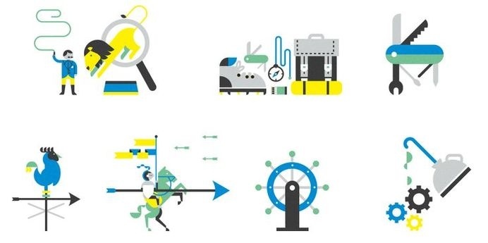 Icons and Direct marketing for London based content agency Echosix. #icon #picto #illustration #symbol