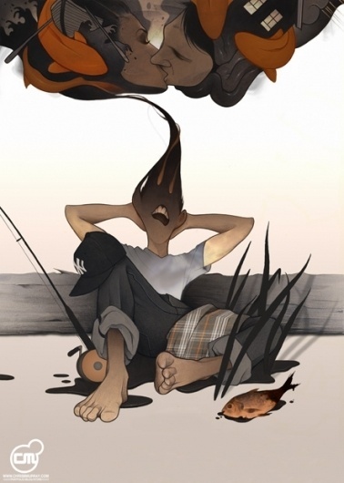 Illustration | Chris B. Murray #artwork #dreaming #illustration #fishing #chrisbmurray