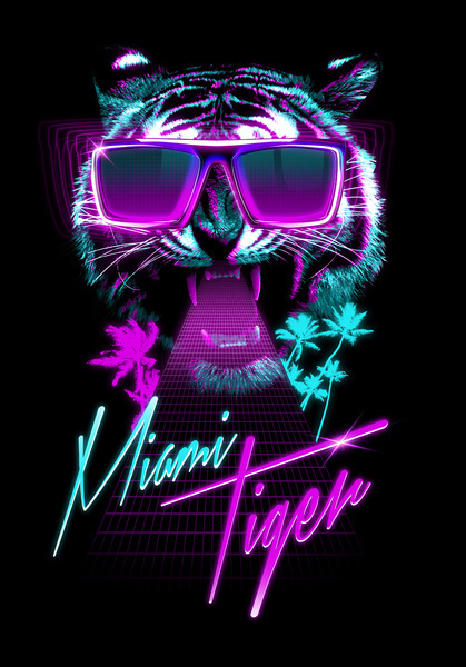 Miami Tiger Art Print #digital #art #poster #tiger #awesome