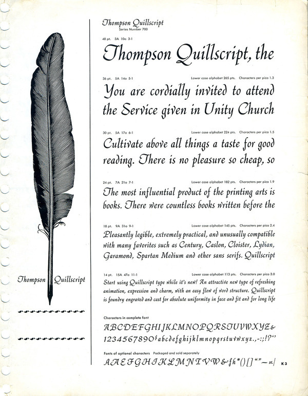 Thompson Quillscript #type #specimen