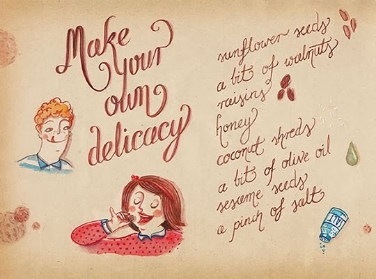 Zaczarowana Walizka #sesame #delicacy #lettering #recipe #food #illustration #sweets #hand #watercolour