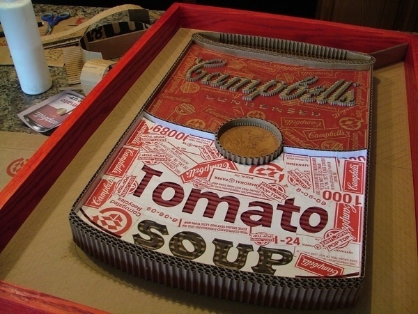 Logos Created from Corrugated Cardboard - 1-800-Recycling #soup #campbells #recreated #recycling #logo