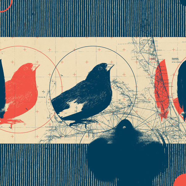 Fragments Tile 4/12 Art Print #mountain #print #geometric #map #bird #grid #art #tile #flowers