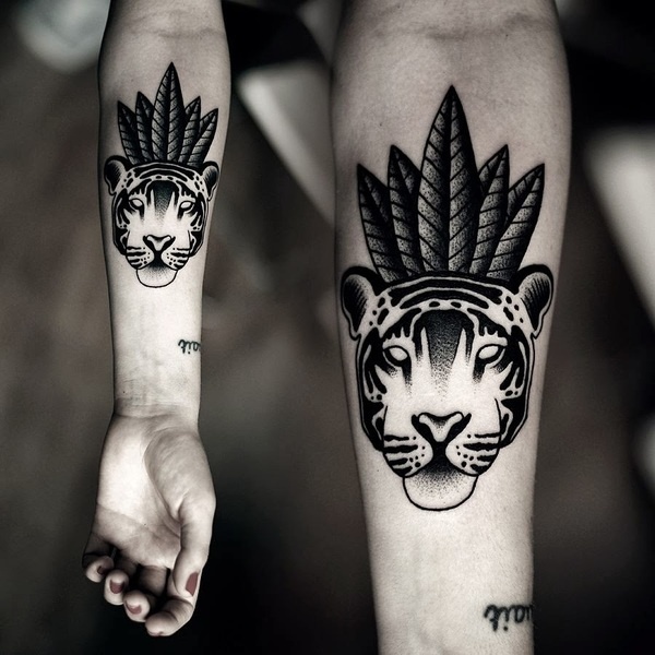 Mad Tea Party, tattoo: Kamil Czapiga #tattoo #tiger