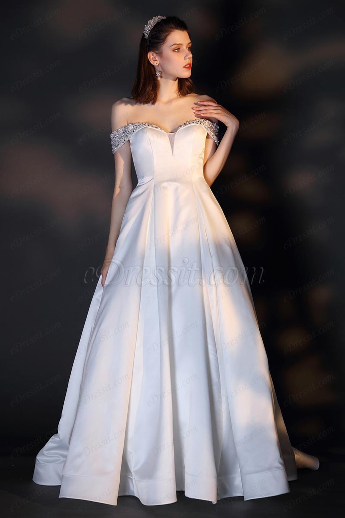 eDressit Sexy Off Shoulder V-Cut Beaded Wedding Bridal Dress (01201307)