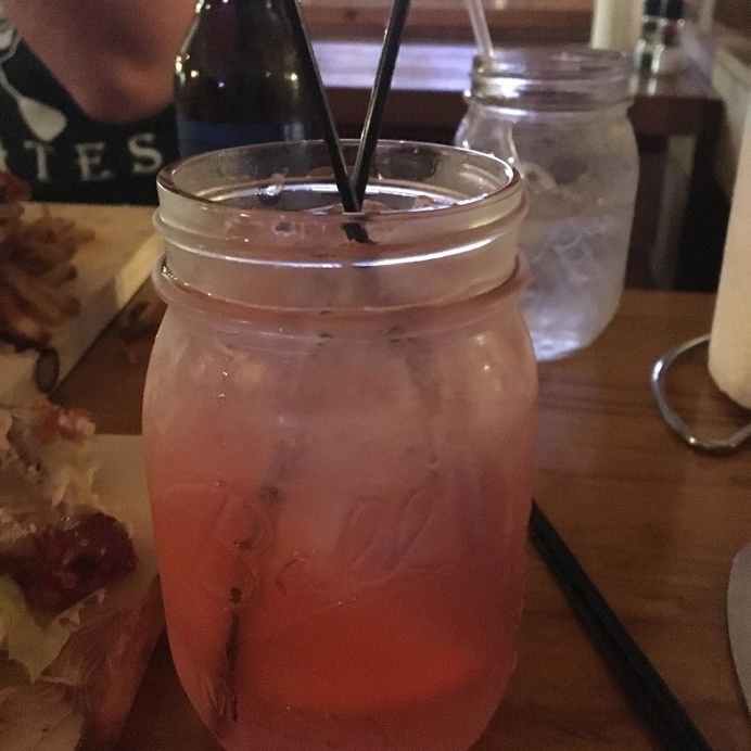 Redneck Sangria ~ taste like a watermelon jolly rancher with a orange slice....actually it is refreshing! At Hover's Bar & Grill, Keyser WV
