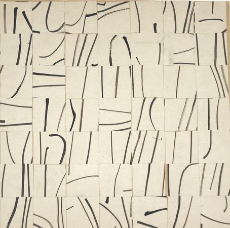 Brushstrokes Cut Into 49 Pieces and Arranged by Chance, 1951 #paint #collage #brush